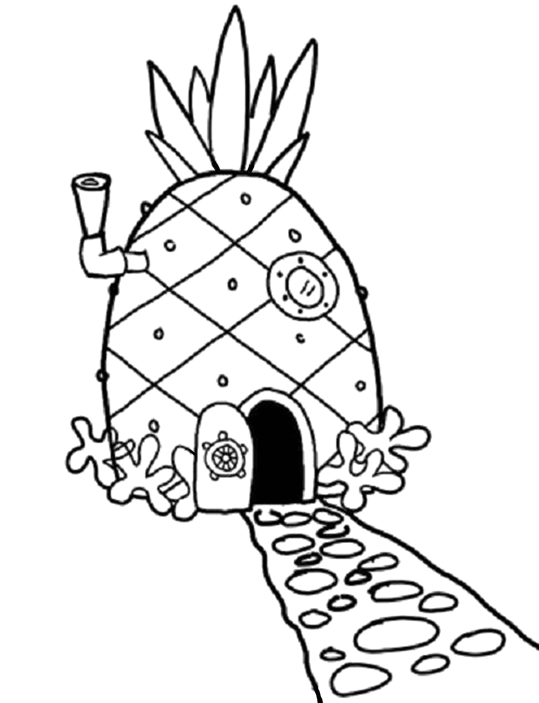 Wealth Spongebob Squarepants House Coloring Pages And Squidward For Kids Luxury