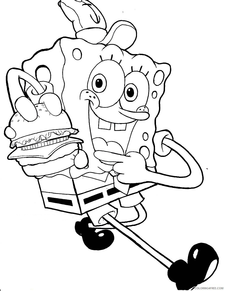 spongebob squarepants coloring pages krabby patty Coloring4free