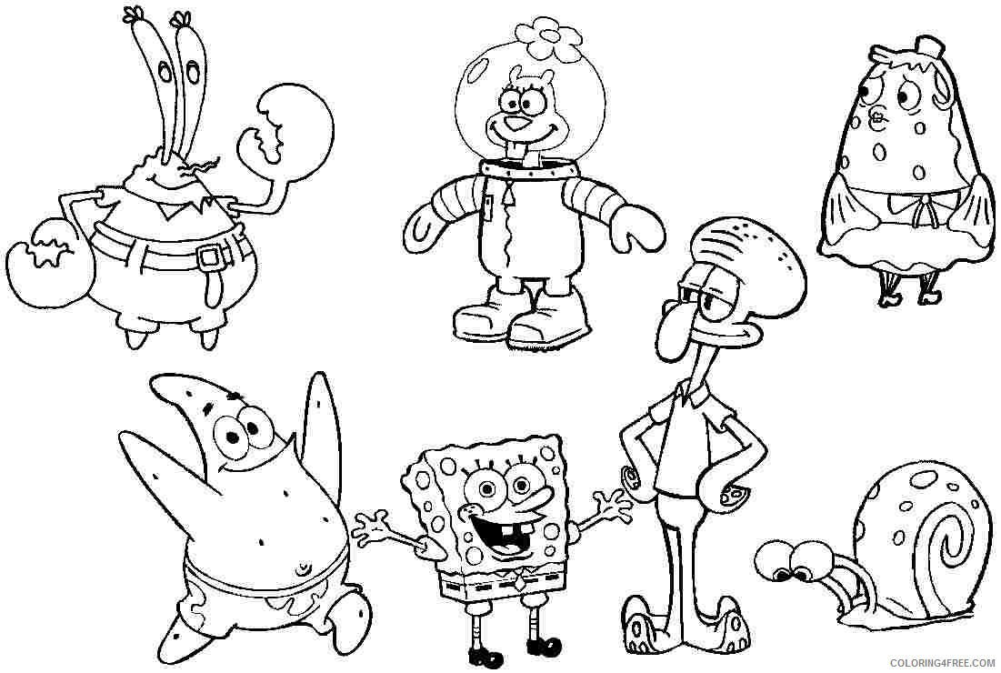 spongebob squarepants coloring pages all characters Coloring4free