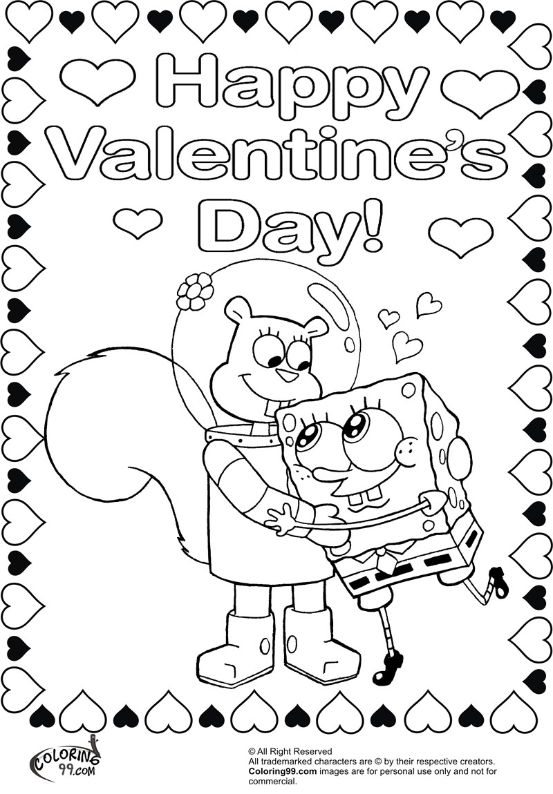 spongebob and sandy coloring pages for valentine