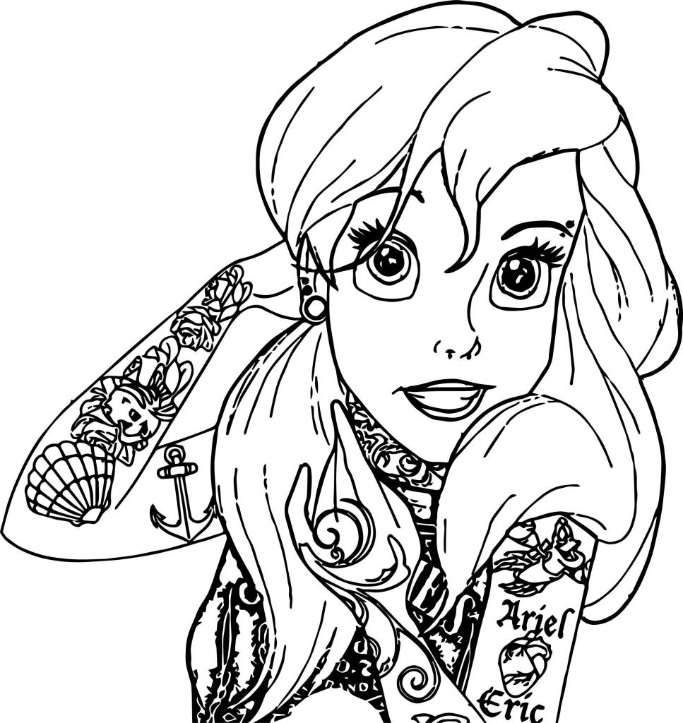 Tattooed Disney Princess Coloring Pages | BubaKids.com