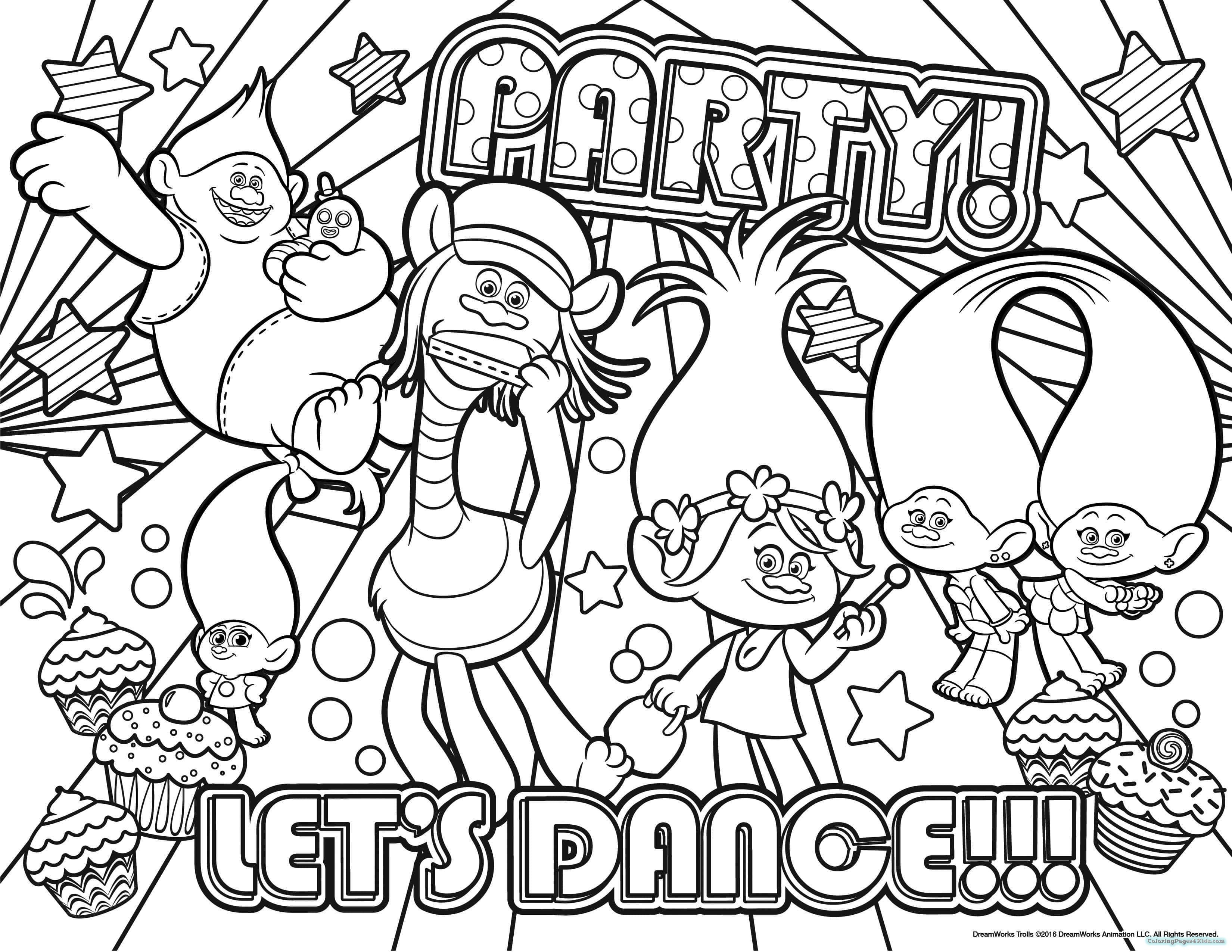Trolls Cast Coloring Pages | BubaKids.com