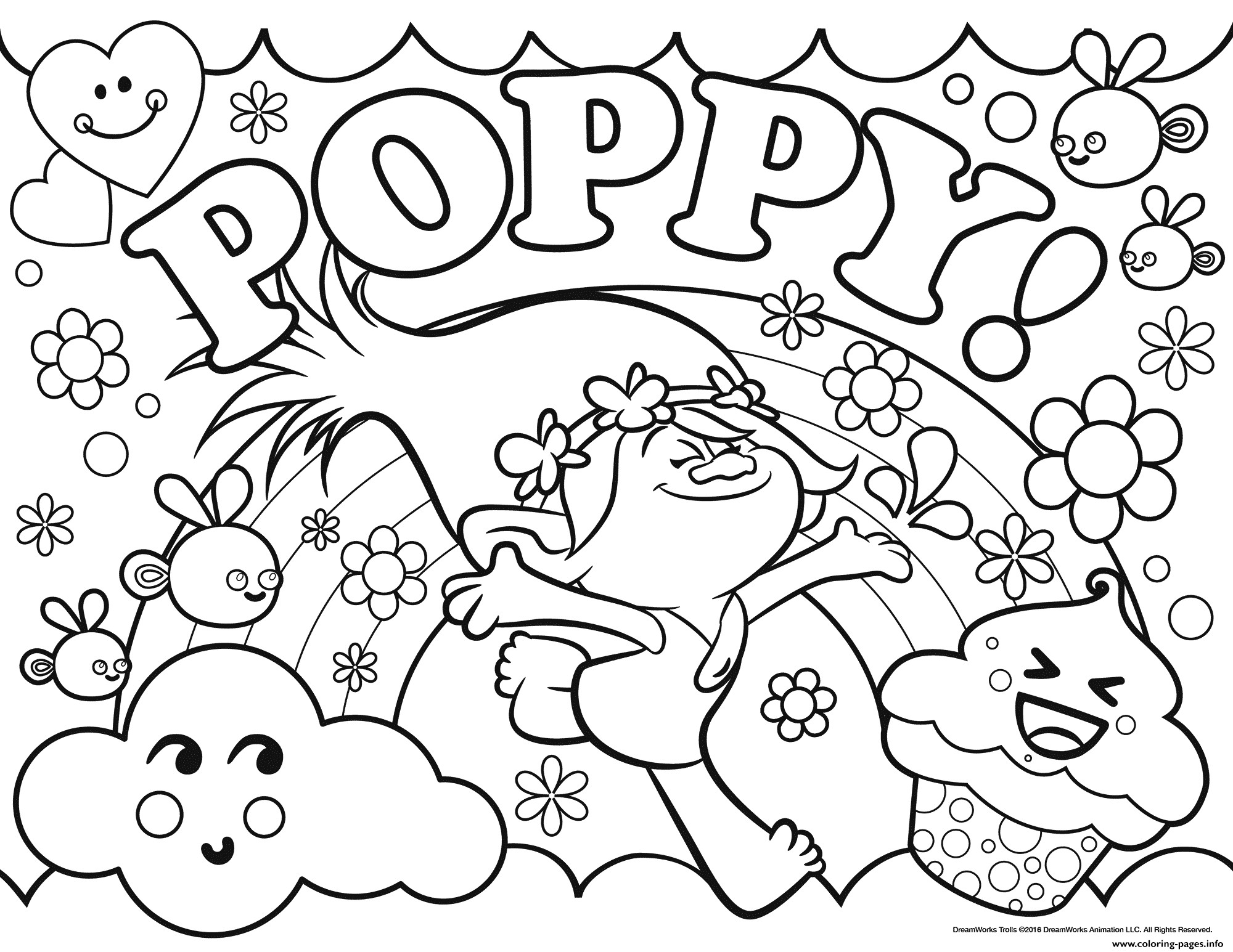 Print Trolls Poppy coloring pages