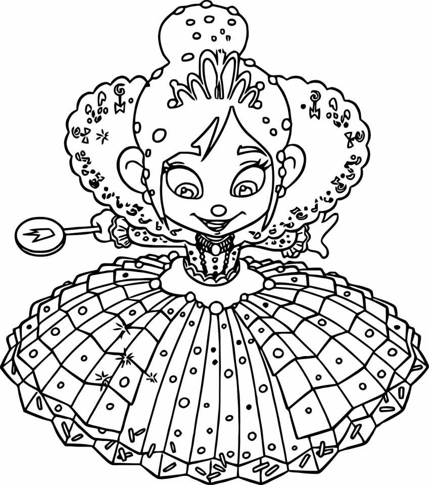 Princess Coloring Sheet Download Wreck It Ralph Vanellope Von Schweetz Princess Girl Coloring Page
