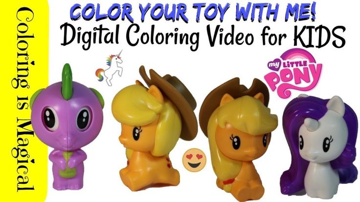 Come up close while I color Hapy Meal Toys Apple Jack Spike and Rarity MLP M