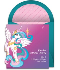 Gotta love this colorful free My Little Pony invitation featuring Princess Celes