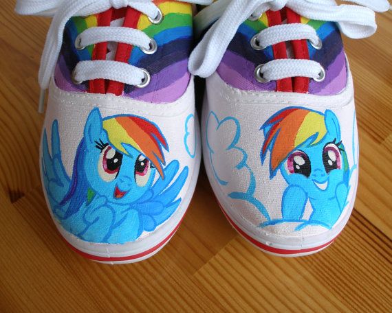 Hand painted Children My Little Pony shoes Rainbow Dash Any size color charac