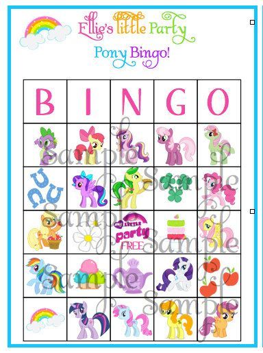 My LIttle Pony BINGO game personalized by ckfireboots on Etsy 13.00 Bingo ck