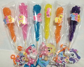 My Little Pony Birthday Party Favors use stickers to decorate color favors