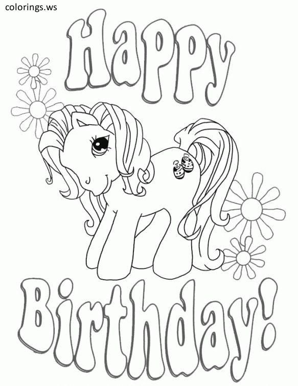 My Little Pony Happy Birthday Coloring Template Happy Birthday Coloring Pages
