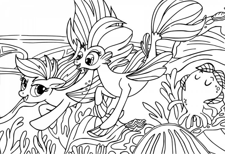 My Little Pony Movie Coloring Page Undersea Ponies