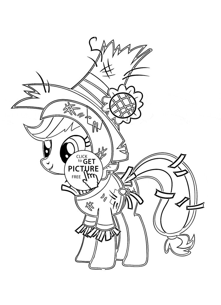 My little pony Funny Applejack Pony Halloween coloring page for kids for girls