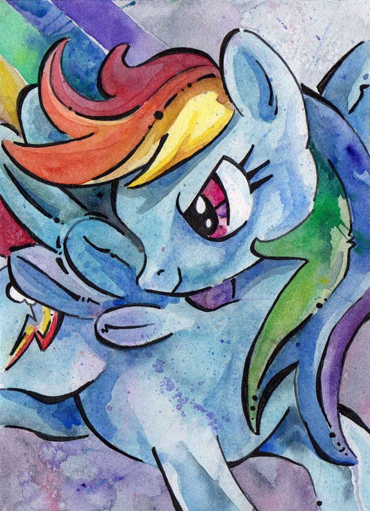 Rainbow Dash Print of Watercolor Painting by Jen Tracy My Little Pony Friendsh