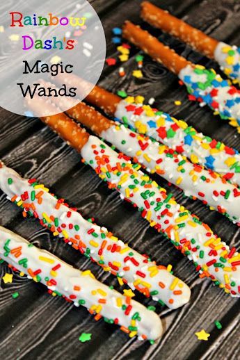 Rainbow Dash39s Magic Wands Chocolate Dipped Pretzel Rods for a My Little P
