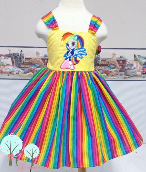 Rainbow My Little Pony Equestria Inspired Twirl Custom Dress Bright Colors