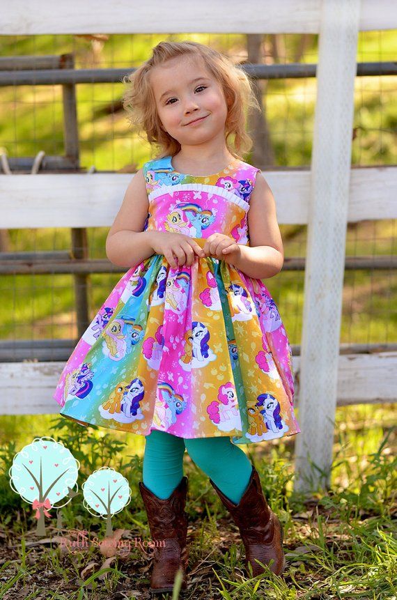 Rainbow My Little Pony inspired Twirl Strip Custom Dress Easter Dress Tea Part