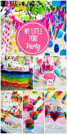 What an incredible My Little Pony girl birthday party in all the colors of the r