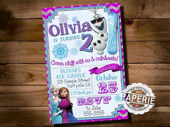 FROZEN PRINTABLE INVITATION Custom Frozen Invitation For Girls Birthday Party