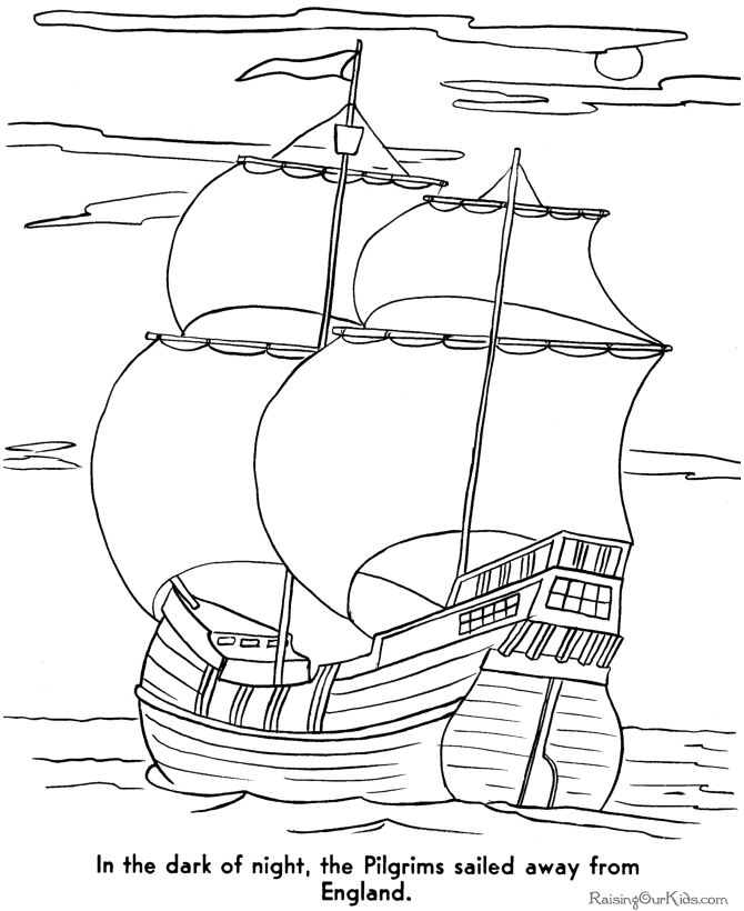 Free Pilgrims Mayflower coloring pages