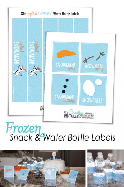 Frozen Printables Snack and Water Bottle Labels Perfect for a Frozen Party On