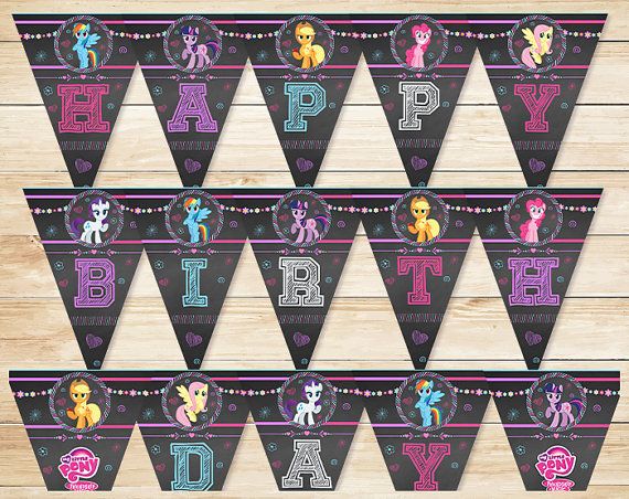 My Little Pony Birthday Banner Chalkboard by ApothecaryTables