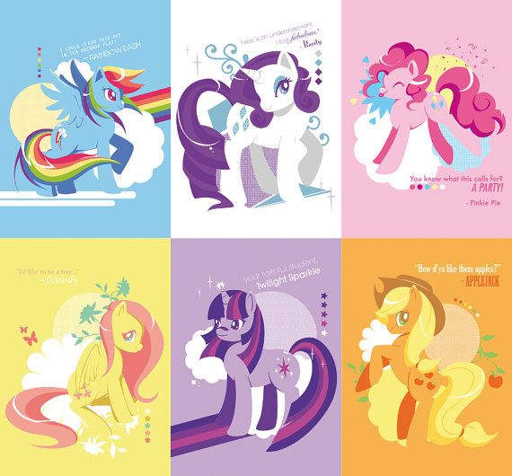 My Little Pony Friendship is Magic Postcard Set of 6 by tinrobo 8.50
