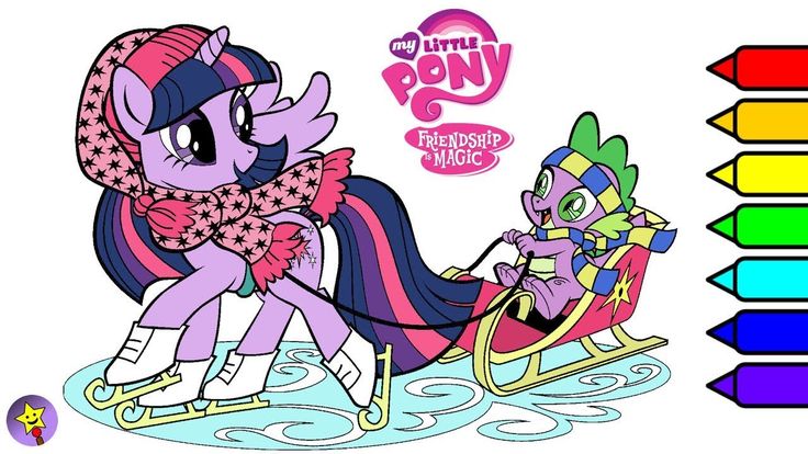My Little Pony Twilight and Spike digital coloring book page video Twilight Spar