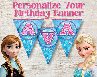free frozen printable banner PERSONALIZED Birthday Banner Frozen Birthday Ban