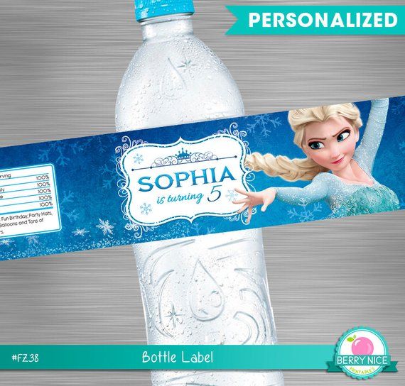 1552448154 305 FROZEN Water Bottle Label Frozen Party Package Frozen Printable Label Frozen