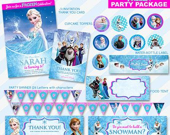 50 OFF SALE Frozen Invitation and Thank You Card Birthday Party Package Printa