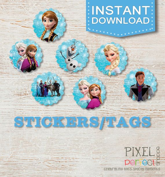 7 Frozen 2.5 STICKERS TAGS Disney Frozen Stickers Frozen Confetti Frozen