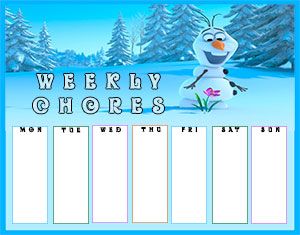 A FREE Frozen Printable Chore Chart Template to keep track of weekly chores. Dow