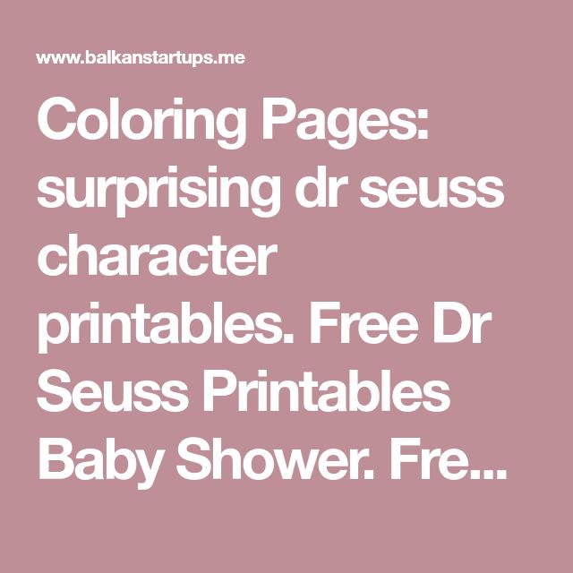 Coloring Pages surprising dr seuss character printables. Free Dr Seuss Printabl