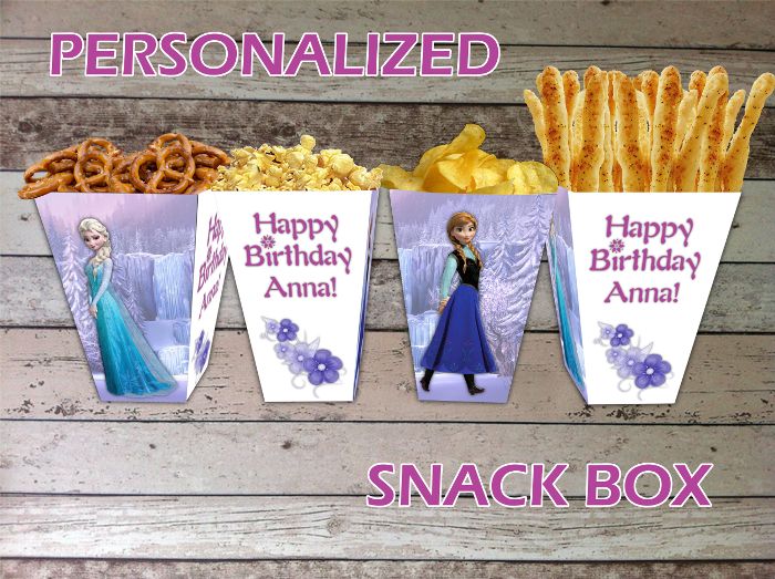 Disney Frozen Popcorn Snack Box Digital PDF File Personalized Frozen Printabl