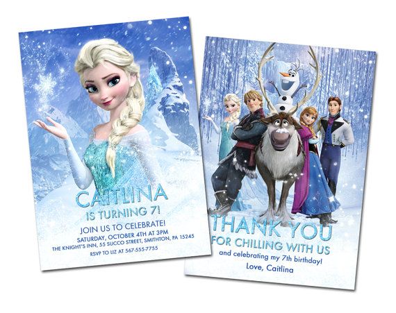 Disney Frozen Printable Birthday Party Invitation and Thank You Card