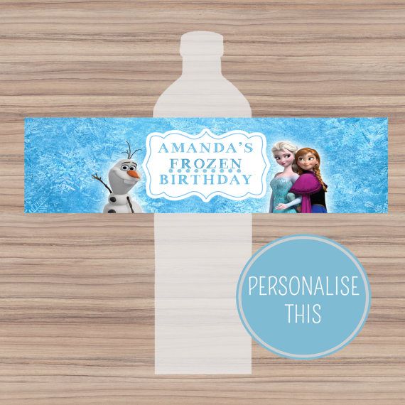 Disney Frozen Water Bottle Labels Personalized by CeMariePrints
