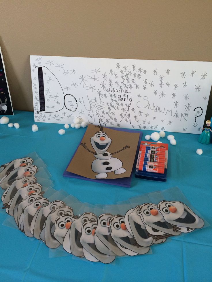 Do you wanna build a snowman craft at a Frozen party. Google for the free printa