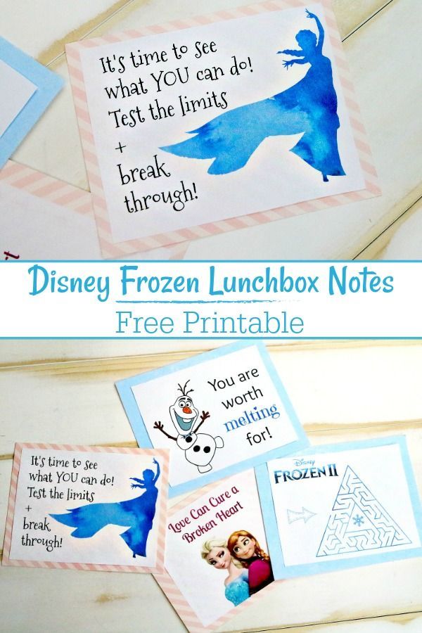 Download these free Disney Frozen printable lunchbox notes to surprise your chil