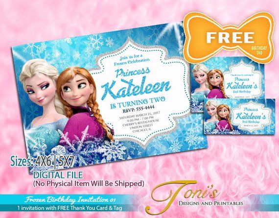 FROZEN Invitation Frozen Birthday Invitation FREE Frozen Thank You Card Tag