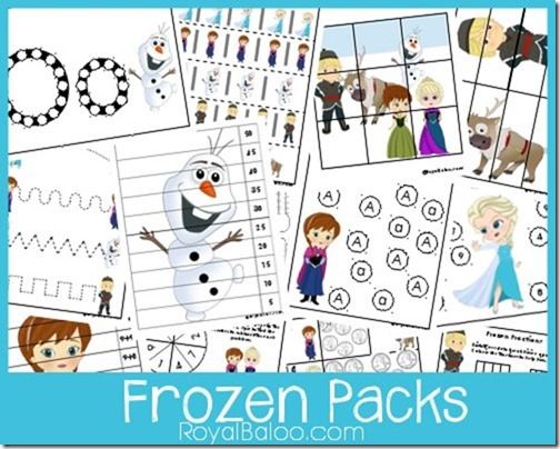 Free Frozen packs for toddler preschool kindergarten first second and third