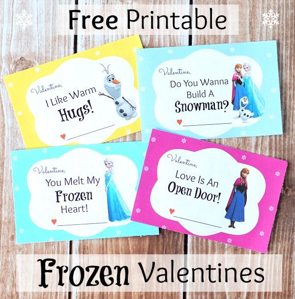 Free Printable Disney Frozen Valentines Cards