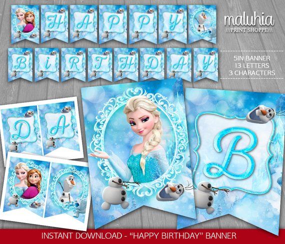 Frozen Birthday Banner INSTANT DOWNLOAD Disney Frozen Printable Frozen Els