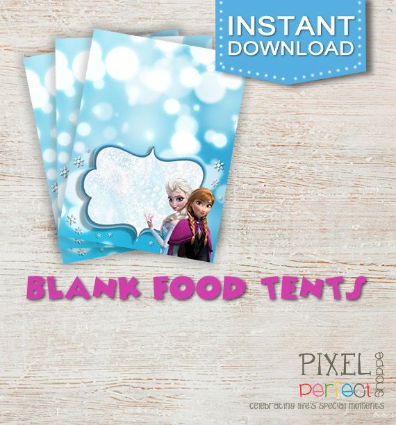 Frozen Blank Food Tents. Frozen Birthday Invitations Thank You Cards and Party
