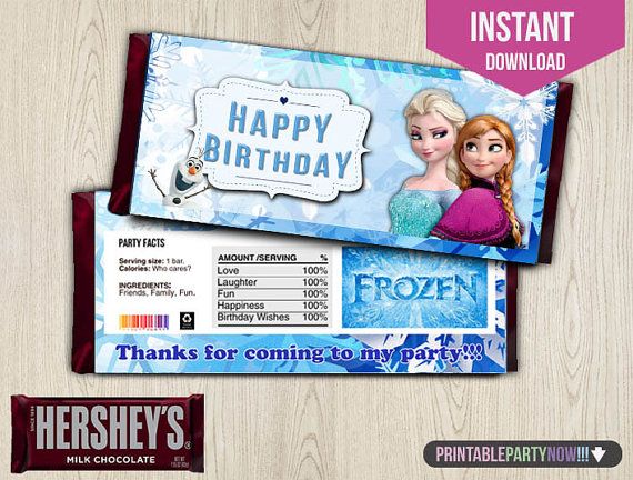 Frozen Candy Bar Wrappers Disney Frozen por printablepartynow 1.99