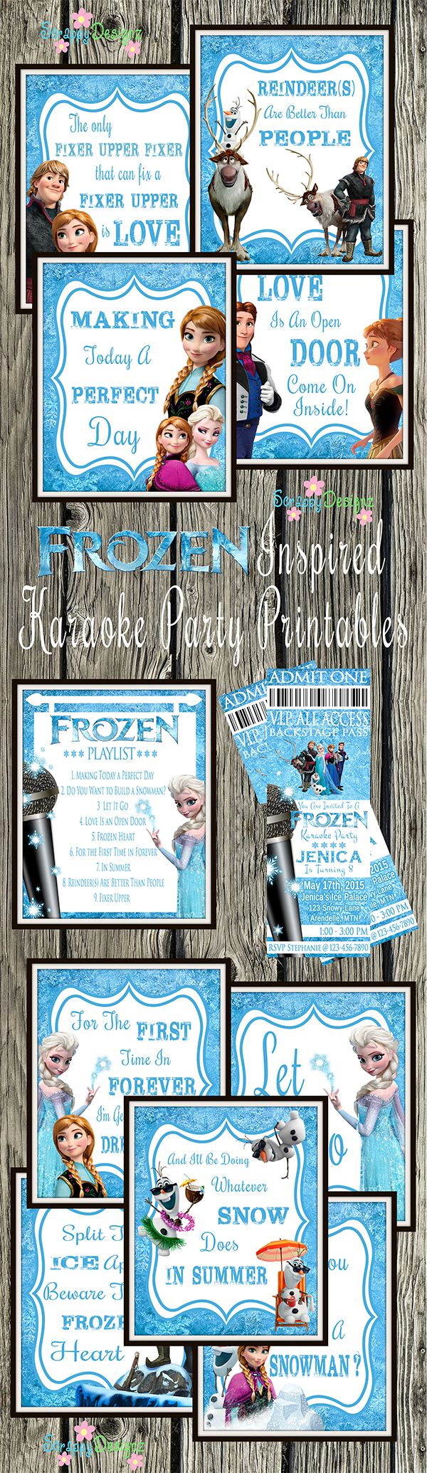 Frozen Inspired Karaoke Party Printables Includes 10 8 x 10 posters one f