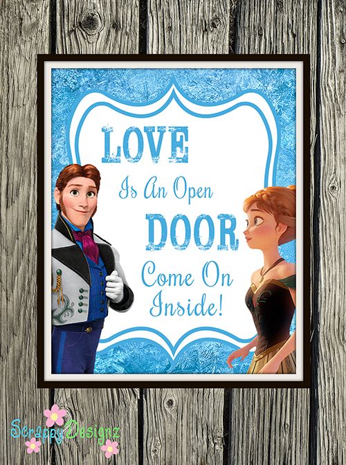Frozen Inspired Karaoke Party Printables Love Is An Open Door 8 x 10 Poste