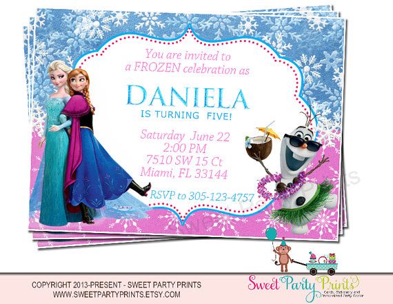 Frozen Invitation Professinally Printed Digital file available by SweetPartyPri