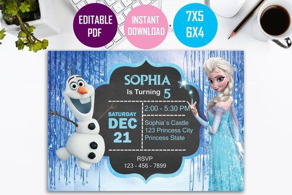 Frozen Invitation instant download Frozen Birthday Invitation Frozen Printabl
