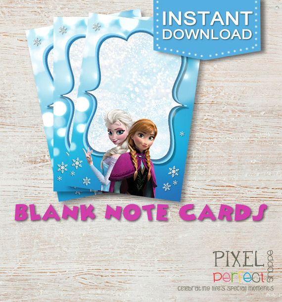 Frozen PRINTABLE NOTE CARDS Frozen Note by PixelPerfectShoppe 3.00