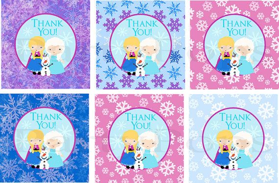Frozen Party Thank You Frozen Favor Tag Birthday by PartyPops 4.00